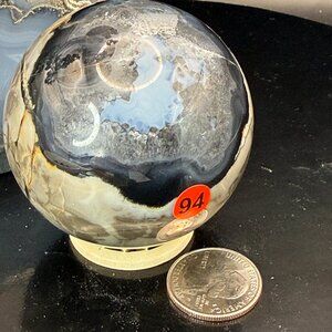 Volcano Agate Quartz Sphere 63.6mm Indonesia Crystal Ball Druzy Natural Geode 94